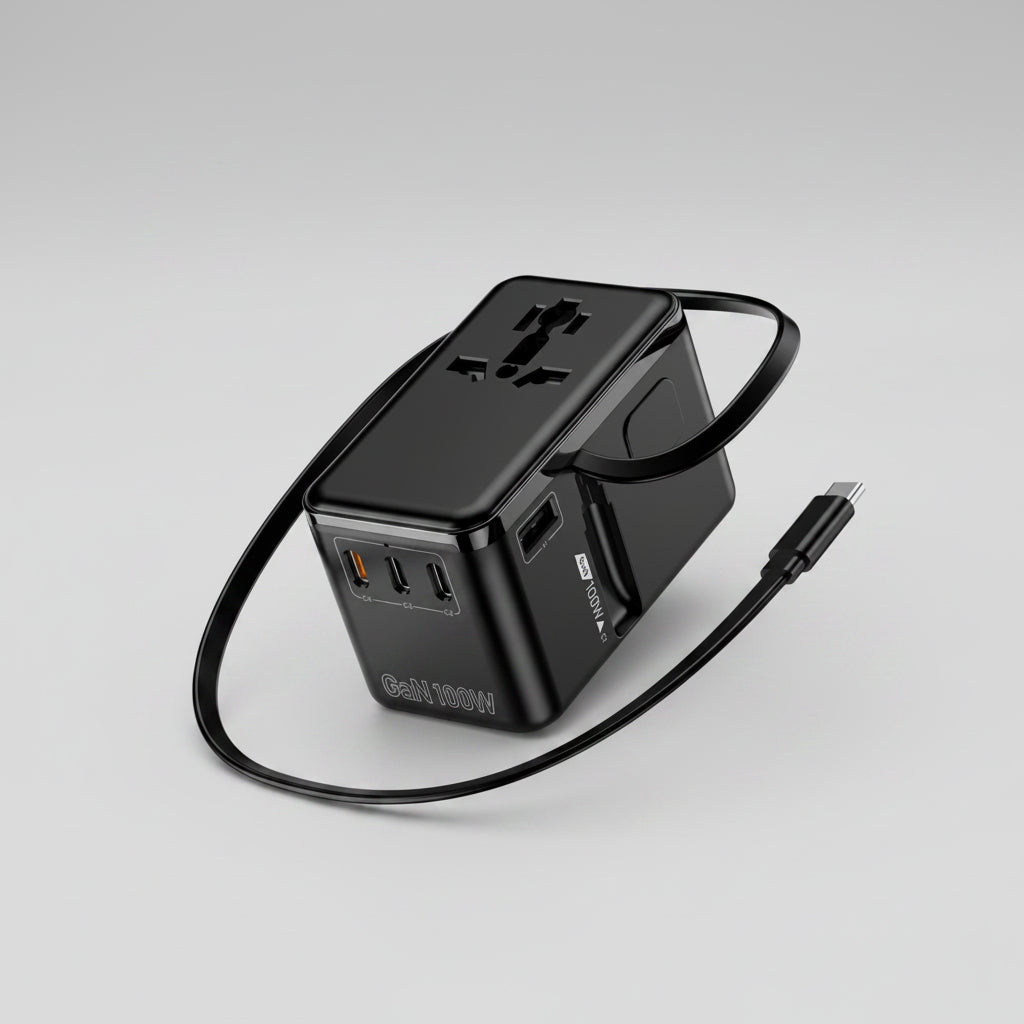 W100 محول السفر العالمي | Universal Travel Adapter — All-in-One, Fast Charging